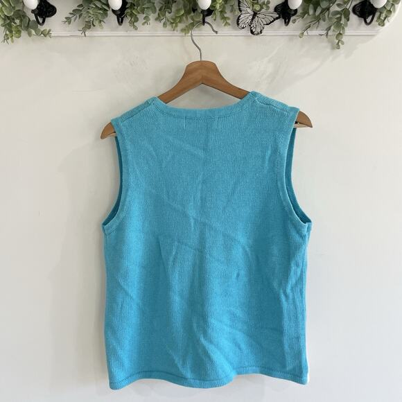 winter snowman embroidered blue vintage sweater vest by tiara international M - Picture 2 of 4